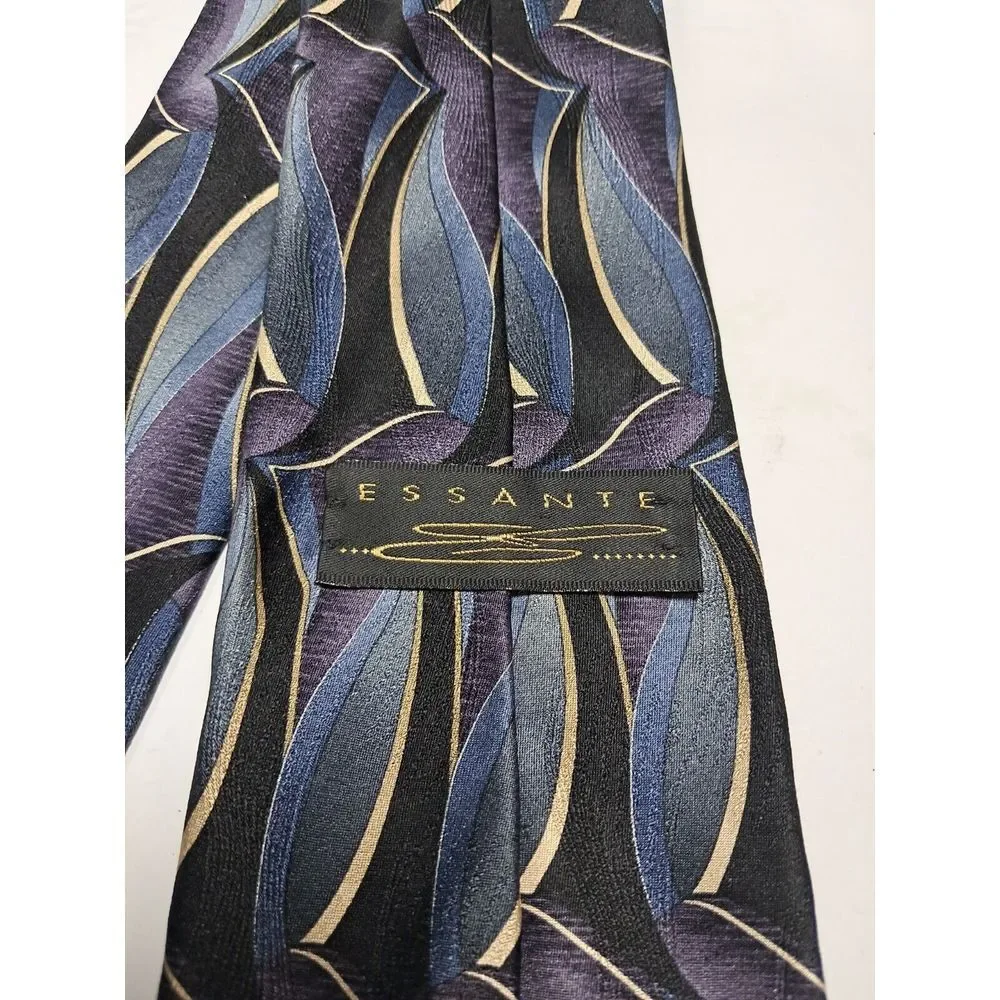 Vintage Essante Men's Tie Geometric Imported Silk 3.5 x 60 Classic Workwear USA‎